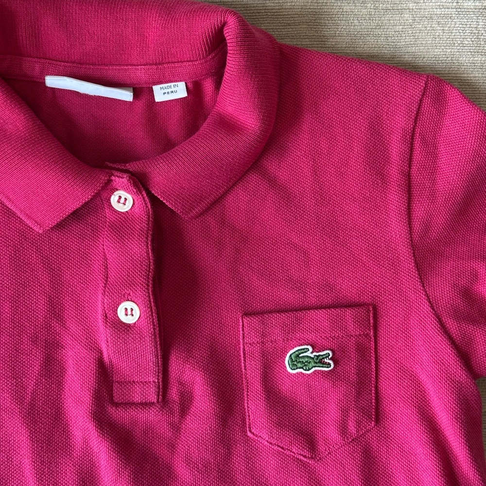 Lacoste Girls Polo Dress Pink Size 10 Large Logo Classic Preppy - Picture 5 of 10